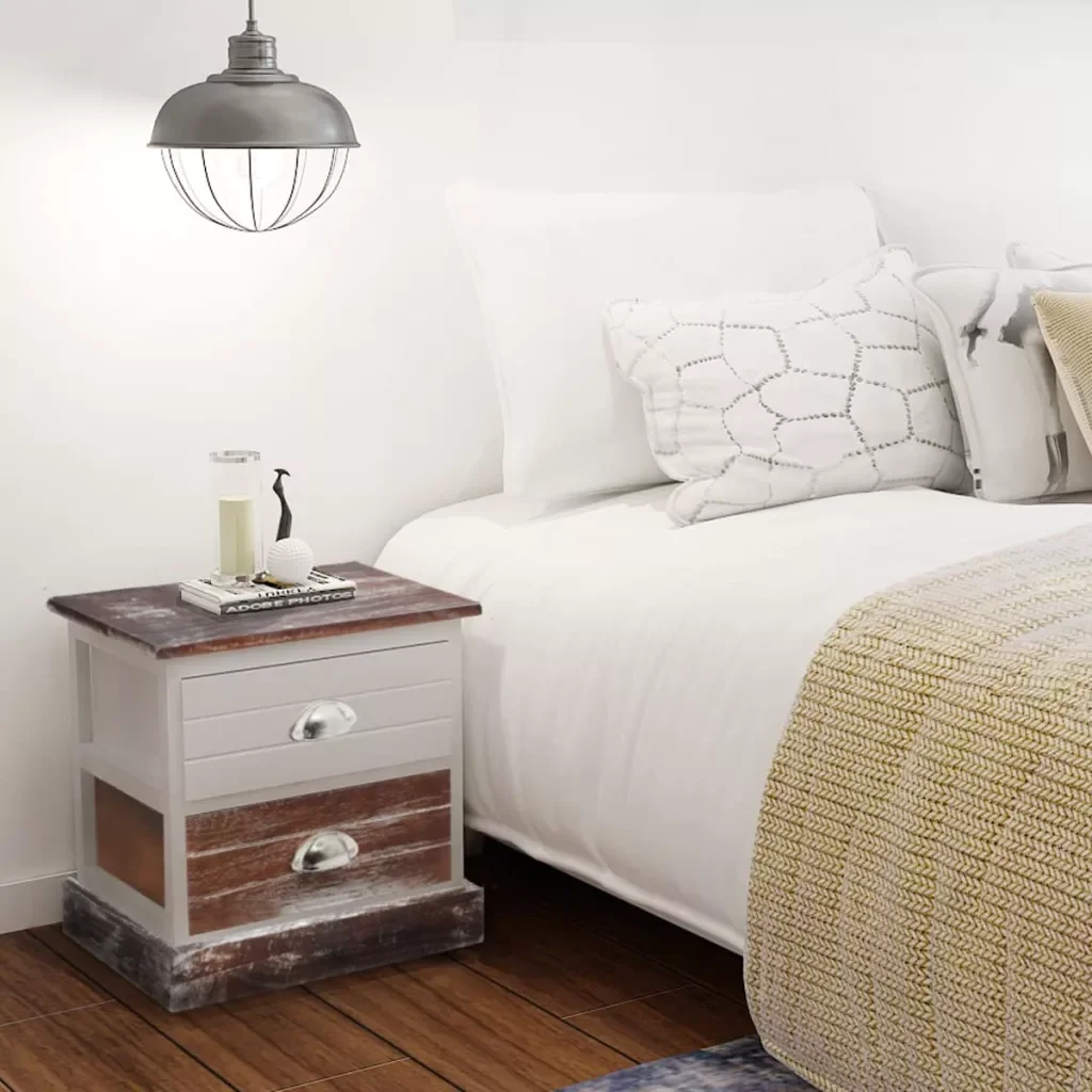 

Bedside Cabinet Brown and White Telephone Stands Easy-to-clean Storage Cabinets Durable Night Cabinets Bedroom Lounge Room