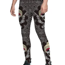Черный череп Европейский ретро брюки мужские леггинсы контроль животика модные вечерние с животным принтом компрессионные быстросохнущие тренировки нет