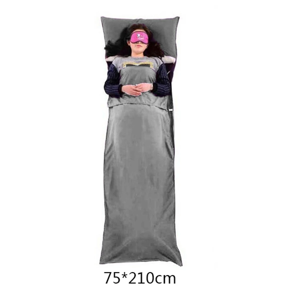 Gray 75x210cm 75/110 см x 210 см Сверхлегкий для использования на открытом воздухе, спальный мешок для кемпинга и Пеший туризм мешок вкладыш Портативный складные дорожные сумки - Цвет: Gray 75x210cm