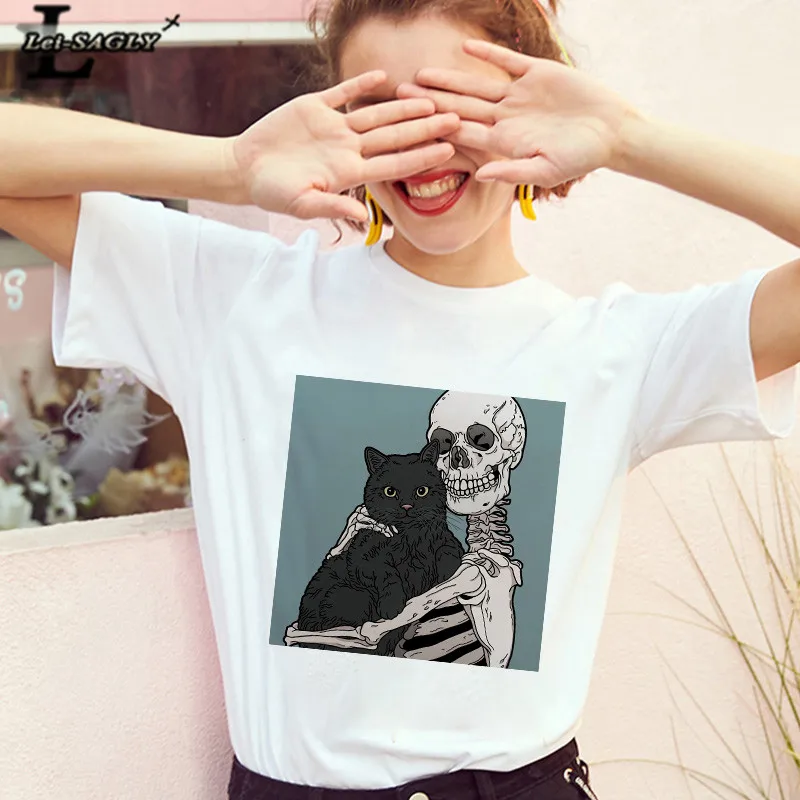 Lei SAGLY Сейлор Мун мяу милый кот Женская Футболка Harajuku женский Готический короткий рукав kawaii Casaul футболка с рисунком