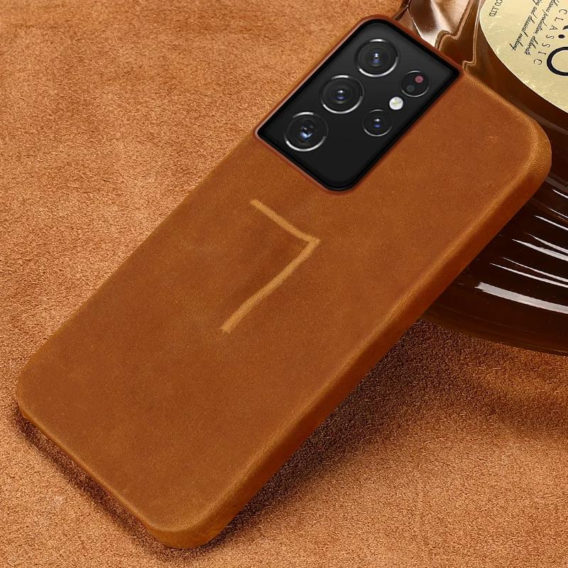 Luxury Retro Genuine PULL-UP Leather Case For Samsung Galaxy S24 S22 Ultra S24 Plus S23Plus S23 Ultra A55 5G Luxury Back Cover