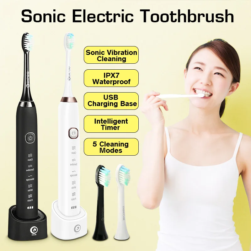 DIGOO YS11 5 Brush Modes Automatic Electric Toothbrush IPX7 Waterproof USB Rechargeable Whitening Oral Health Care Best Gift DIGOO YS11 5 Brush Modes Automatic Electric Toothbrush IPX7 Waterproof USB Rechargeable Whitening Oral Health Care Best Gift