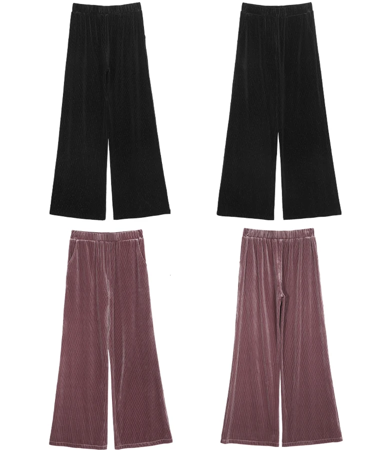 ELFSACK, черные однотонные Свободные повседневные бархатные штаны, женская одежда, осень, новая уличная одежда, розовые свободные штаны