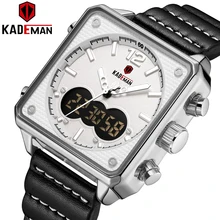 Бренд K9038 серия мужские часы Роскошный светодиодный дисплей квадратные часы водонепроницаемые наивысшего качества спортивные наручные часы повседневные кожаные