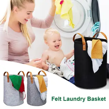 

Felt Material Cylinder Sundries Collect Storage Basket Lightweight And Sturdy For Clothes Sundry Toy Towel And Toilet Use