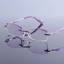 Высокое качество, ультра-светильник, очки для чтения, женские, сплав, Алмазная огранка, оправа без оправы, женские очки по рецепту