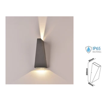 

V-TAC LD8299C LED wall sconce lamp pyramid 6W 3000K carcass gray double beam Up-Down IP65 SKU-8299