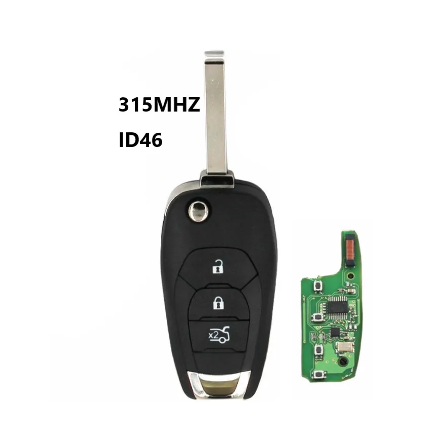 

3 Button Remote Key fob 315MHZ ID46 PCF7941 chip For New Chevrolet Cruze 433 MHZ With PCF7941 Chip