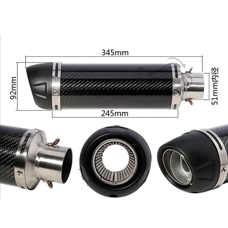 Универсальная Модифицированная выхлопная труба мотоцикла 51 мм Глушитель углеродное волокно черный серебристый выхлопная труба для R25 Z400 GSXR250