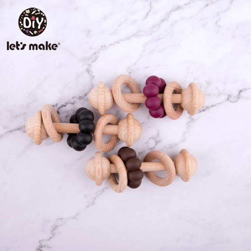 

Let'S Make 1pc Wooden Ring Teether Baby Toy Bell Music Baby Bell Bed Bell For Baby Bed Tiny Rod Silicone Beads Baby Rattle Toys