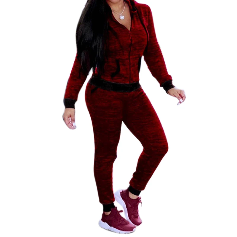 2 Piece Set Woman Hoodies Zipper Sweatshirt Tops And Jogger Pants Women's Sport Suit Set Female Sports Lounge Wear Tracksuit