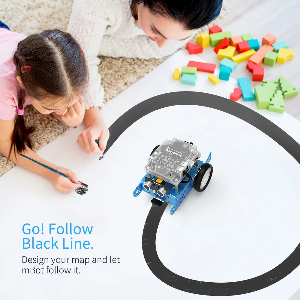 Makeblock mBot DIY Robot Kit, программирование на начальном уровне для детей, образование на стволе.(Синий, версия Bluetooth