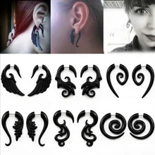 2 шт черный микс стиль поддельные трагус пирсинг читер твист спиральные ушные конусы калибры расширитель серьги штекер Спираль пирсинг ювелирные изделия