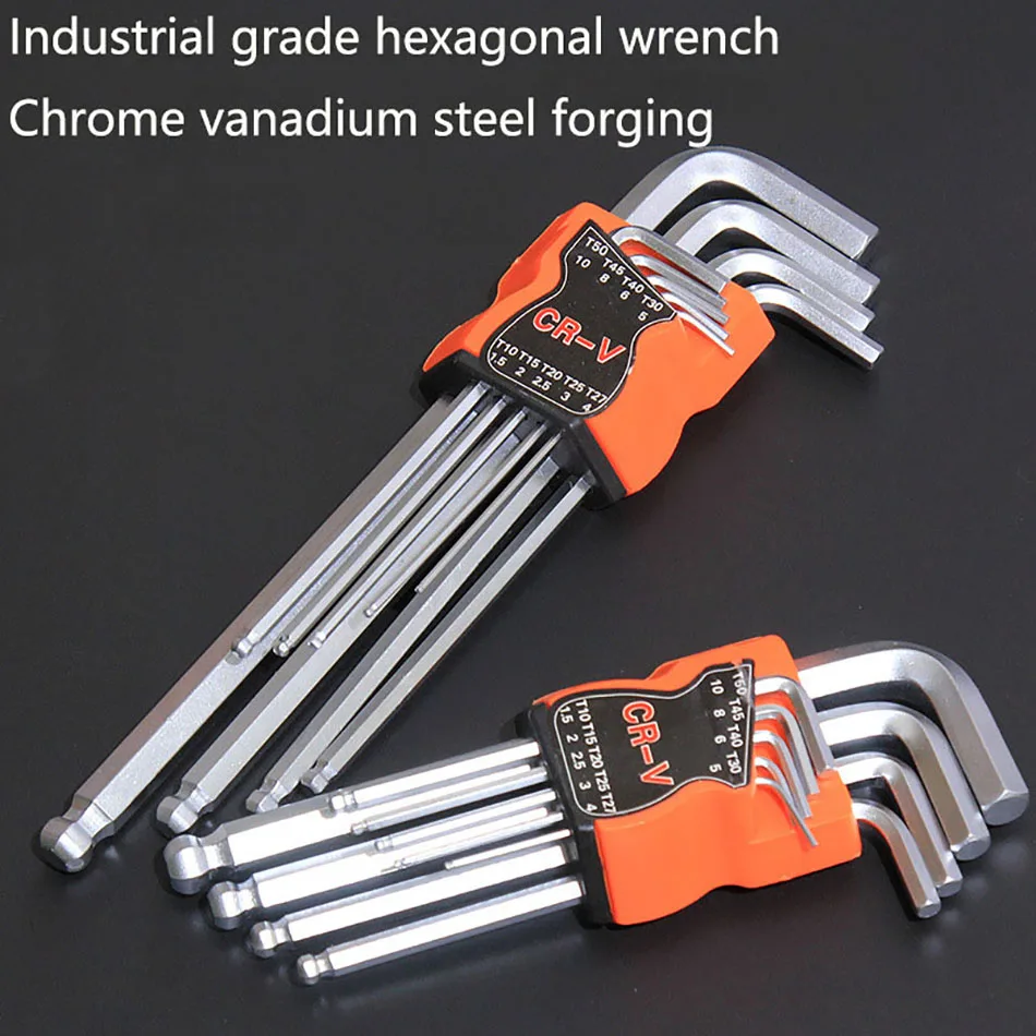 9pcs Metric Allen hex key wrenches 1.5mm~10mm L-shaped hexagon screwdrive