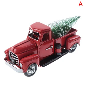 

Christmas Red Metal Truck Kids Vintage Truck with Movable Wheel Table Decor X