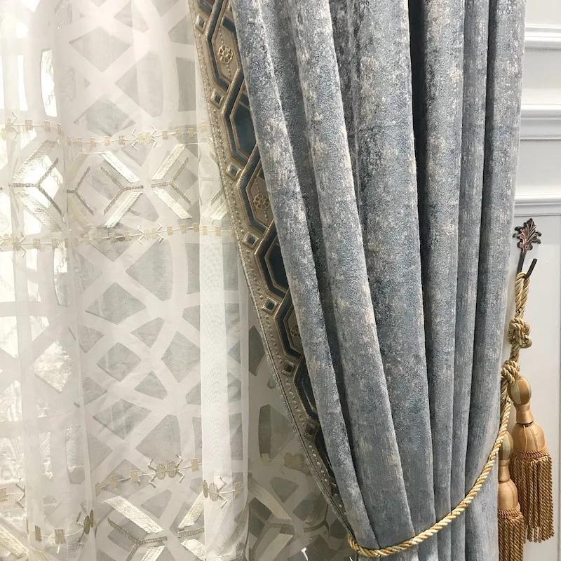 

Classical light luxury atmosphere French style home decoration customization blackout Curtains for Living Dining Room Bedroom