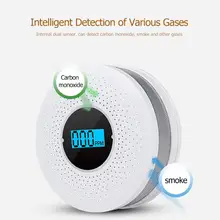 2 в 1 светодиодный цифровой газовый Дымовой Сигнализатор Co детектор дыма угарного газа голосовое предупреждение сенсор обеспечение домашней безопасности Высокочувствительный