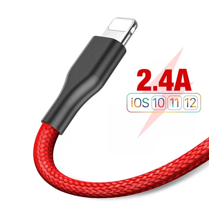 USB кабель 1 м 2 для iPhone 2.4A Быстрая зарядка данных зарядное устройство Xs Max Xr X 8 7 6 6S 5 5S