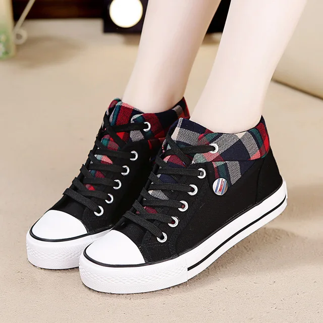 Fashion New high-top canvas shoes women's shoes middle school students casual shoes breathable sports shoes sneakers