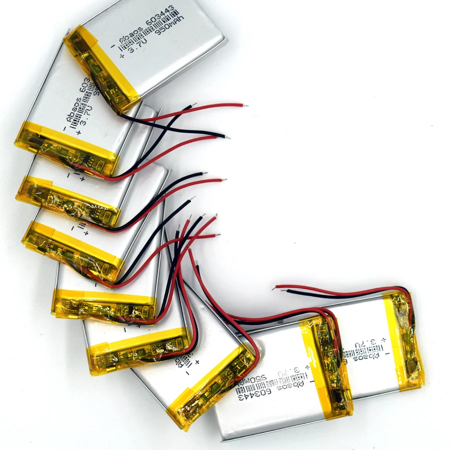 10PCS 063443 3.7V 950mAh Li-polymer Rechargeable Battery lithium Li-Po ion for MP3 MP4 KTV family microphone with GPS 603443 | Электроника