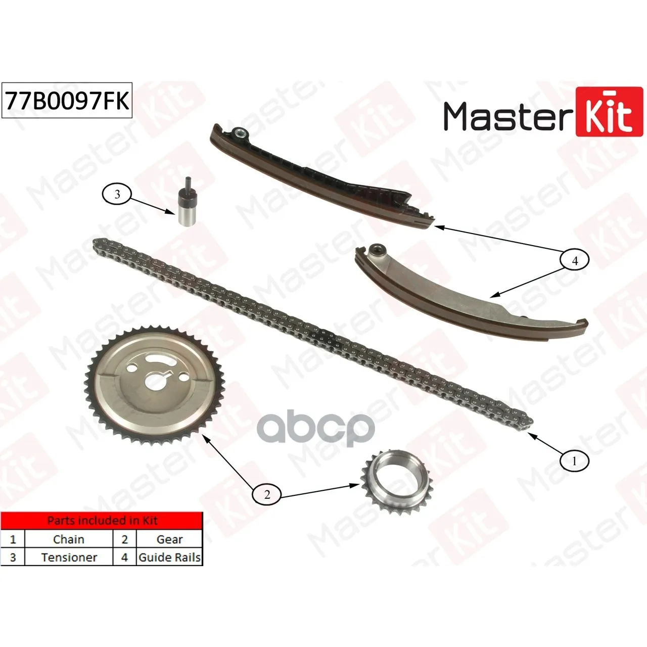 Комплект Цепи Грм Chrysler:Neon 2001-2006,Pt Cruiser 2001-2010 MasterKit арт. 77B0097FK