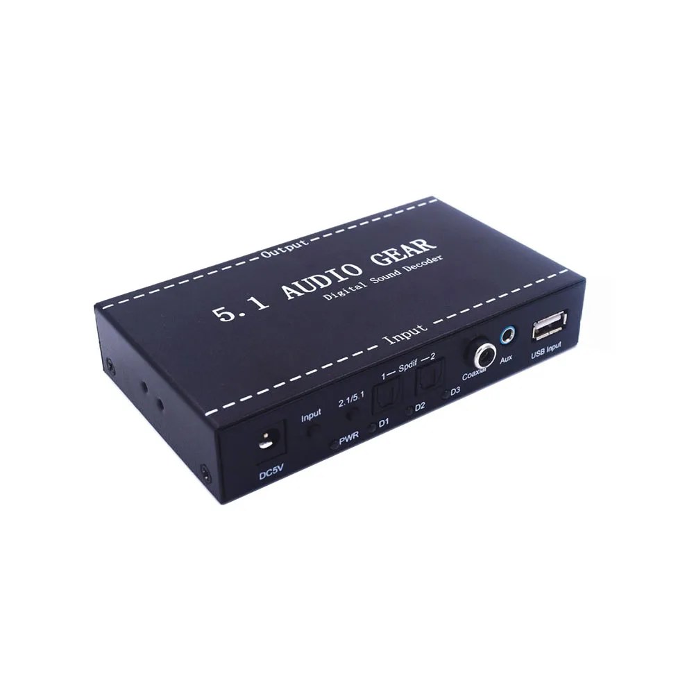 5.1CH цифровой аудио декодер передача SPDIF/коаксиальный/USB/стерео вход аналоговый 5 1