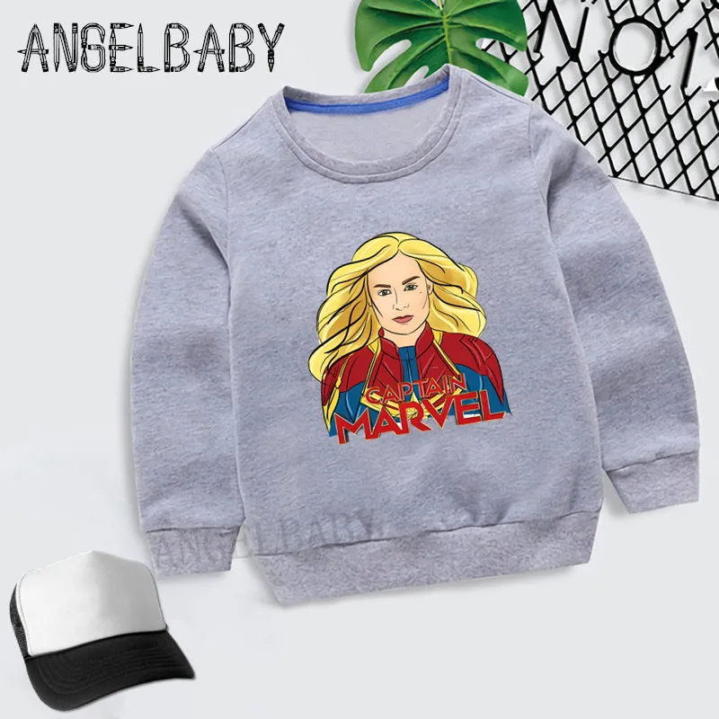 Boys Girls Sweatshirt Kids Avengers Super Hero Captain Marvel Cartoon Print Hoodies Children Autumn Tops Cotton Clothes,KYT5232