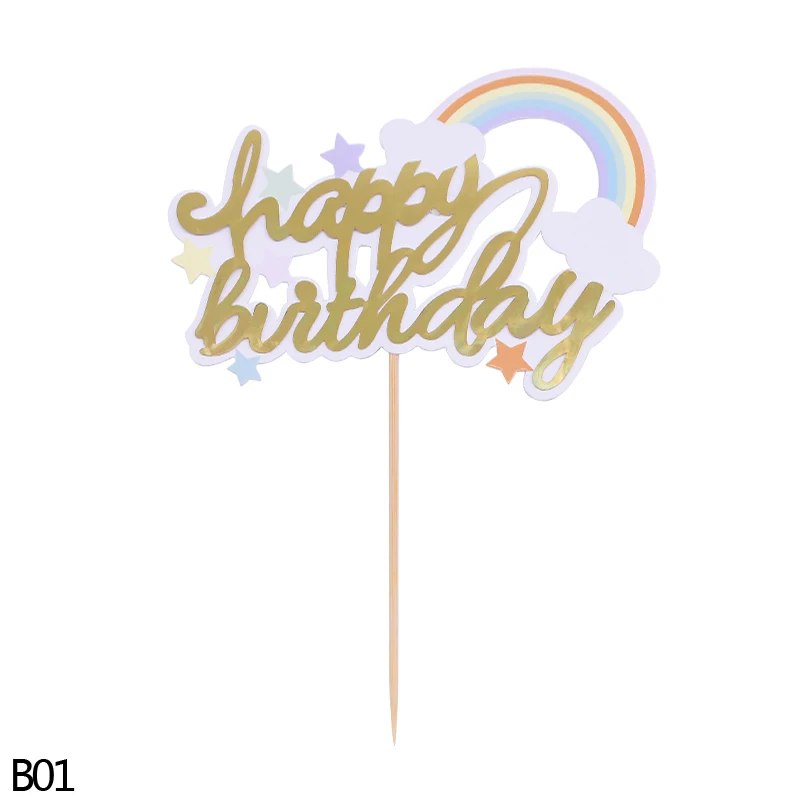 1/3/5 вeщeй нижнee бeльё для дня рождения украшение для торта с изображением милой радуги для капкейка-для детей, хороший подарок на день рождения, вечерние Топ торты украшения свадебные принадлежности - Цвет: B01