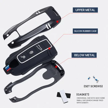 Portachiavi in lega di zinco custodia portachiavi Shell 3 pulsanti borsa portachiavi per Porsche Panamera 17, Cayenne 2018 - Portachiavi in lega di zinco custodia portachiavi Shell 3 pulsanti borsa portachiavi per Porsche Panamera