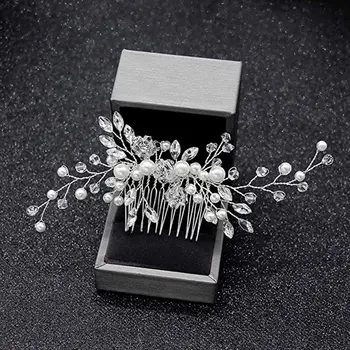 

Pearl Hair Comb Crystal Headwear Banquet Plate Hair Accessories Bridal Headwear Insert Comb Cn(origin) Lescolton
