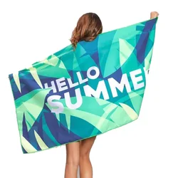 Factory Low MOQ Microfiber Beach Towels Printed Sand Free Bathrobe For Summer