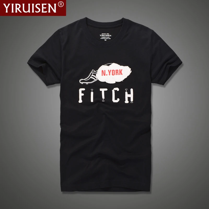 

Футболка YiRuiSen мужская с вышивкой, модная тенниска из 100% хлопка, топ с буквенным принтом, Винтажная летняя повседневная майка