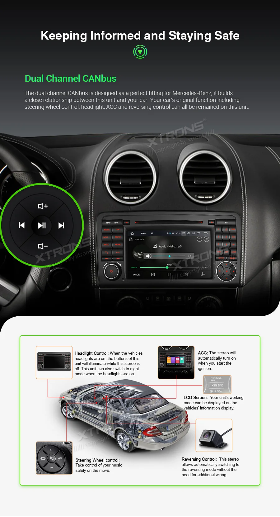 Sale XTRONS 7"Android 9.0 Octa Core 4GB RAM 64GB ROM Car DVD Player Multimedia GPS System TPMS SWC for Mercedes Benz W164 2005-2012 20