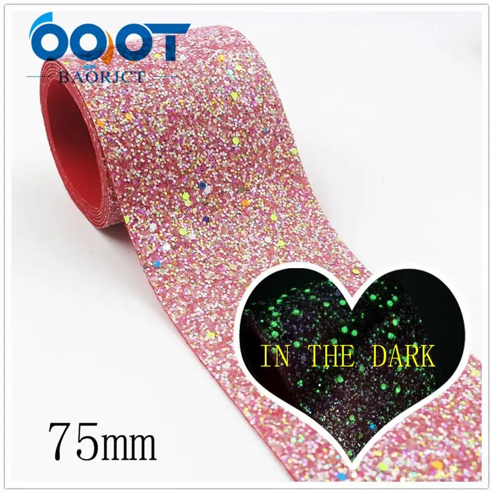 I-191121-2556 OOOT BAORJCT I-191121-2556, 2 ярдов, 75 мм, новые флуоресцентные цветные блестящие ленты Blingbling, головной убор ручной работы, Подарочная посылка - Цвет: I-191121-2556