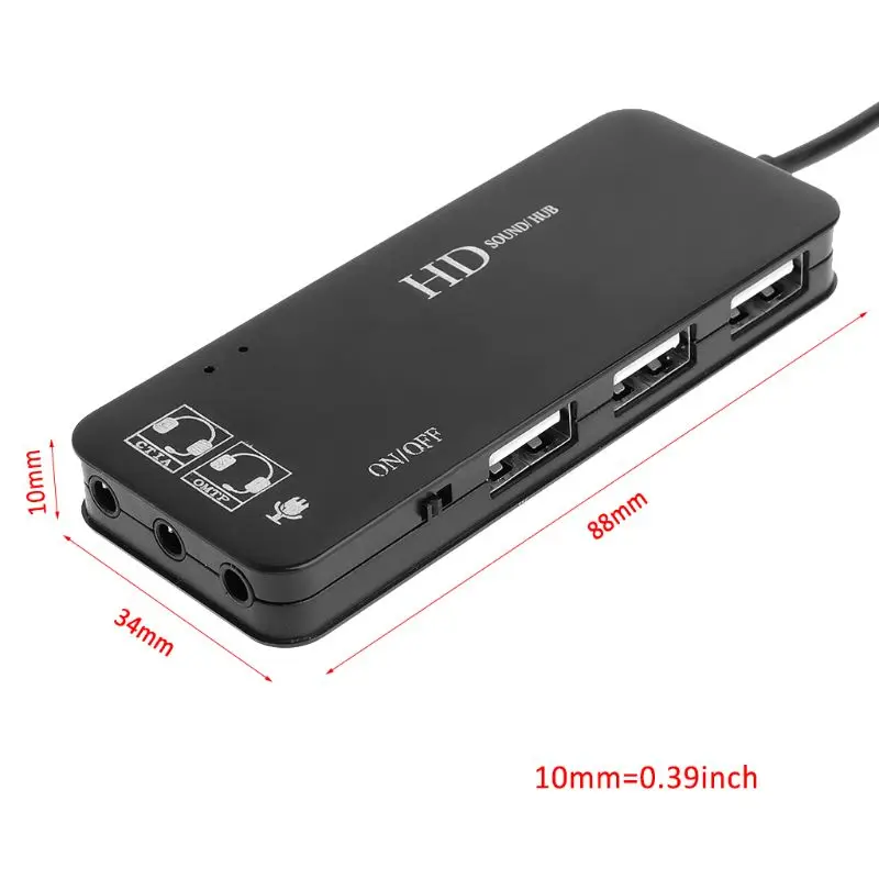 USB 2,0 3-Порты и разъёмы концентратор наушники с микрофоном стерео аудио 7.1CH Звуковая карта адаптер кабель