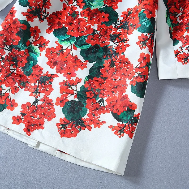 Europe&America women flower diamonds overcoat spring autumn runways floral print O-neck Trench coat B113