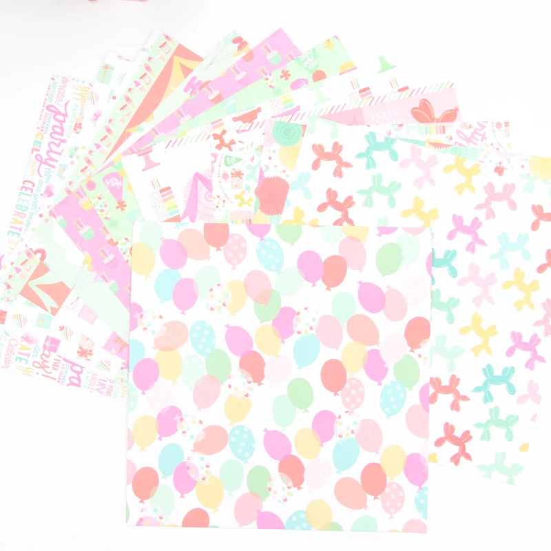 

ZFPARTY 12ps 6" Single-side Printed Happy Birthday pattern creative papercraft art paper handmade scrapbooking kit set book