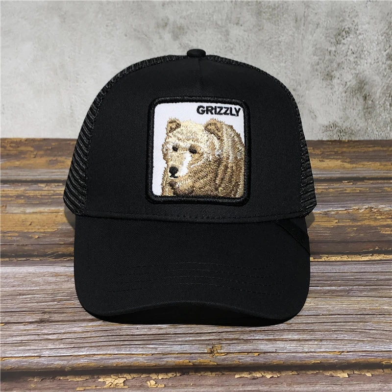 dark GRIZZLY Высококачественная бейсбольная Кепка с вышивкой в виде одинокого волка и фермы, модная женская и мужская кепка, Регулируемая Кепка с изображением животных, Черная кепка для папы - Цвет: dark GRIZZLY