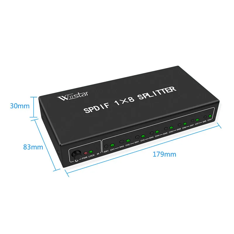 Wiistar разделитель SPDIF 1x8 цифровой оптический аудио сплиттер 1 в 8 Out Поддержка DTS/Dolby с