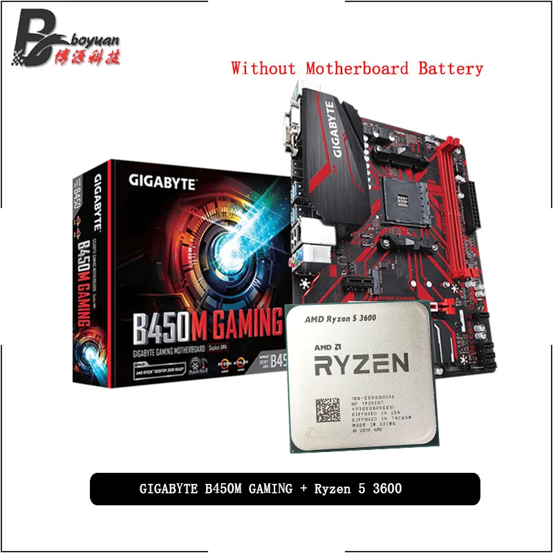 AMD Ryzen 5 3600 R5 CPU + GA B450M игровая материнская плата Socket AM4 без кулера|Материнские платы|