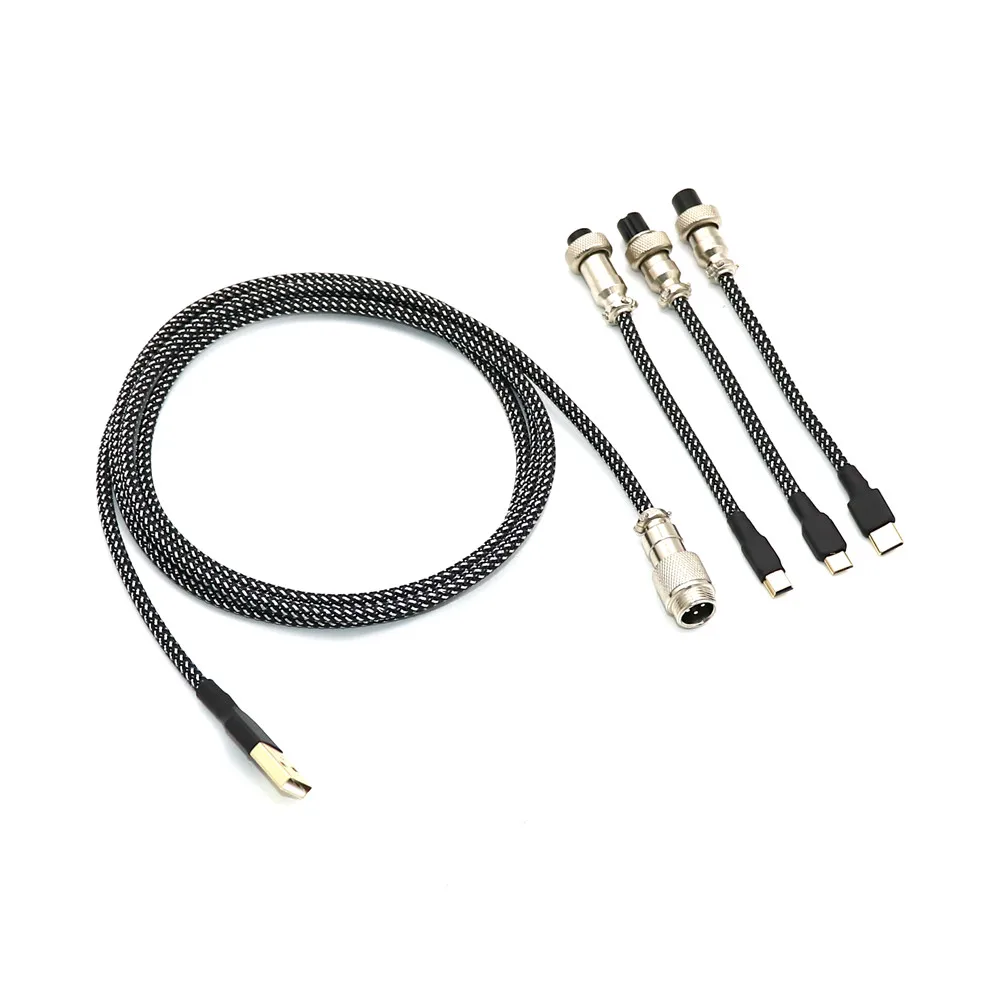 US $28.04 3 PortsSet PET Colorful GX12 Aviator Single Sleeved USB TYPE C Cable Micro Mini For Mechanical Keyboard Cables