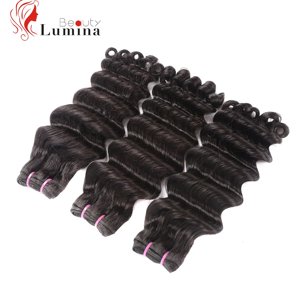 Новое поступление Красота Lumina 3 пучки бразильских человеческих двойной узел для волос ткать волнистые удлинение волосы не имеющие повреждения кутикулы пучки волос лучшего качества