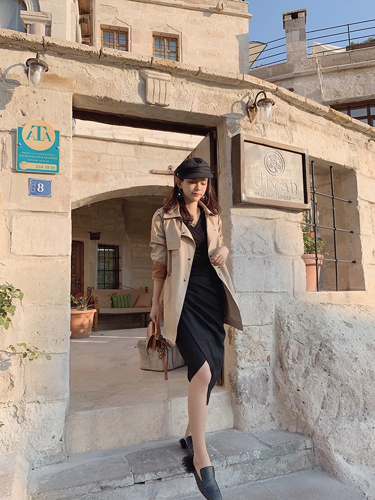 MISHOW2019 Осень короткий и длинный стиль корейский длинный рукав женское пальто стоячий воротник сплошной цвет уличная куртка MX19C7349