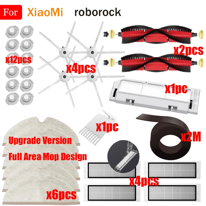 

For XiaoMi Roborock Vacuum HEPA Filter Main Brush Mop Cloth Side Brush Parts S50 S51 S55 S5 Max S6 S60 S6 Pure S6 maxV E25 E35