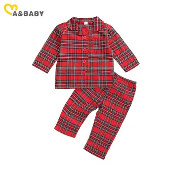 

Ma&Baby 1-6Y Christmas Kid Baby Boy Girls Pajama Sets Red Plaid Long Sleeve Tops Pants Xmas Outfits New Year Clothing