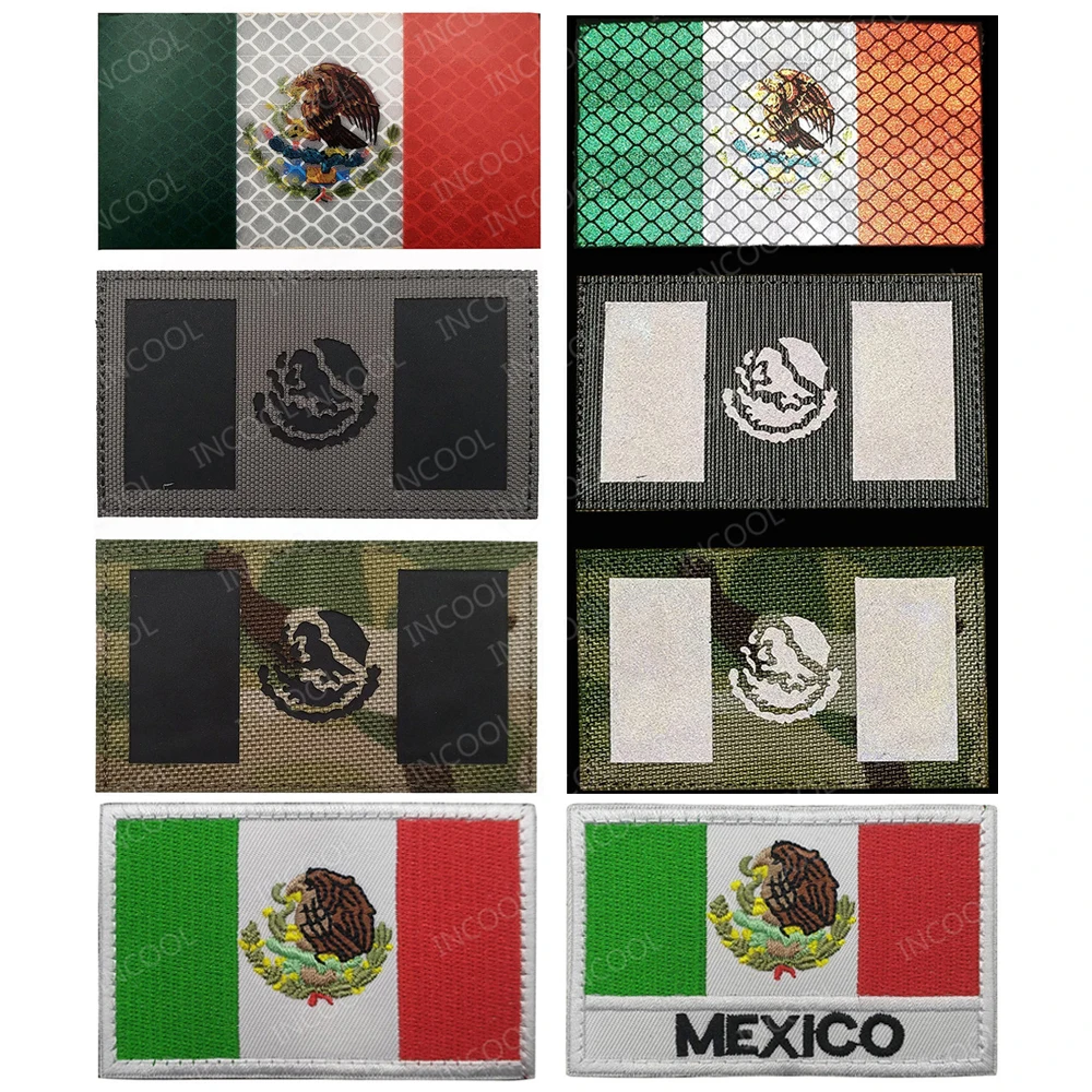 Embroidered Patches Mexico Flag IR Reflective Mexican Flags Tactical Army Military Emblem Appliques 3D Embroidery Badges | Дом и сад