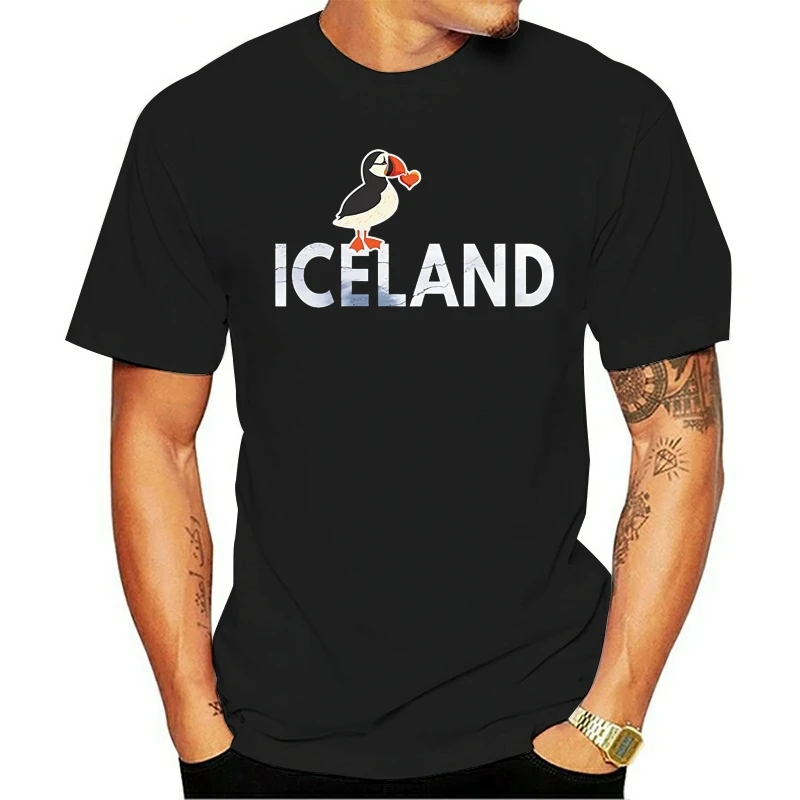 I Love Iceland with Puffins Футболка-Iceland Tourist рубашка с круглым вырезом и коротким рукавом