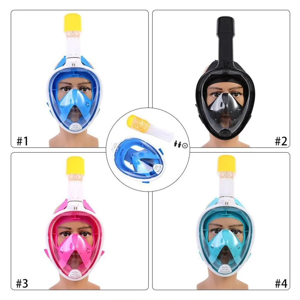 Full Face Snorkel Mask Seaview 180 Anti-fog Anti-leak Longer Snorkeling Tube Universal Snorkel Mask for GoPro hero5/4/3