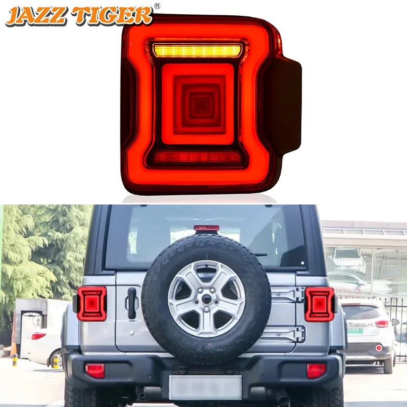 

2PCS Car LED Tail Light Taillight For Jeep Wrangler 2018 2019 2020 Rear Fog Lamp + Brake Light + Reverse + Dynamic Turn Signal