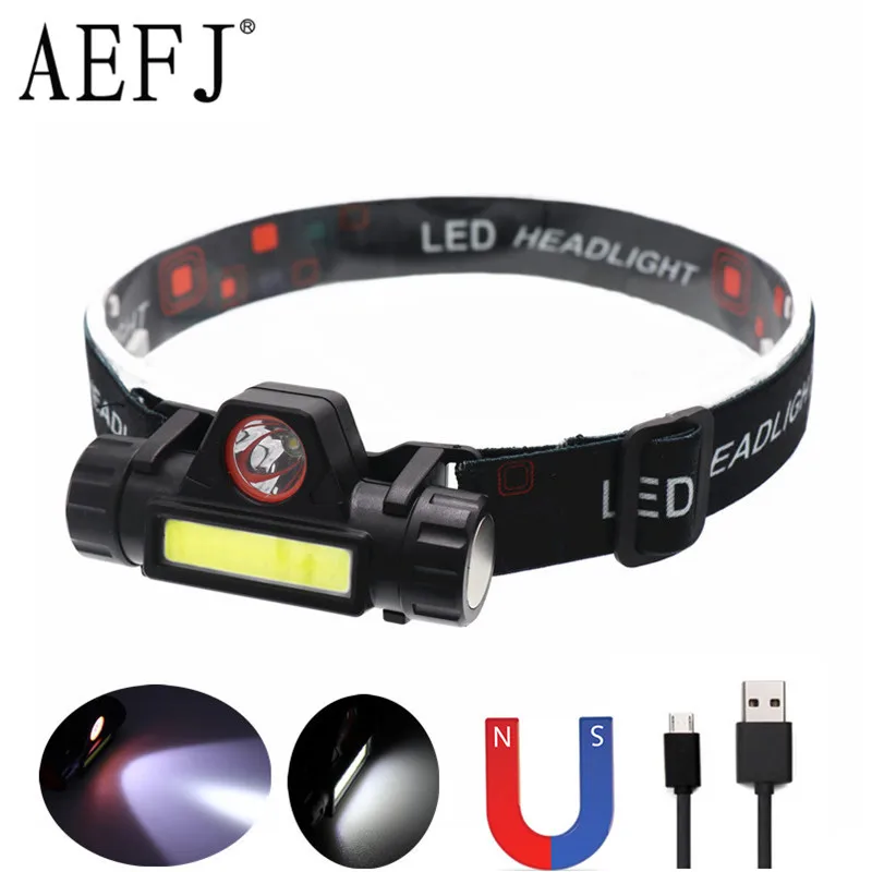 Светодиодный головсветильник мини фонарь COB налобный Головной с USB зарядкой